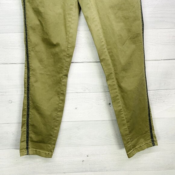 Anthropologie Womens Chino Pant Relaxed Fit Green Side Stripe Stretch Size 26 - Picture 8 of 14